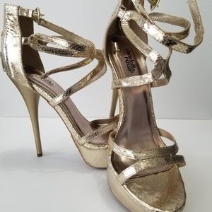 Gold Metallic Sexy Strappy Sandal | 8M/8.5M